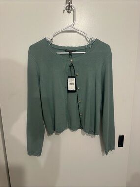 NWT Vintage Style Green Button-Front Knit Cardigan